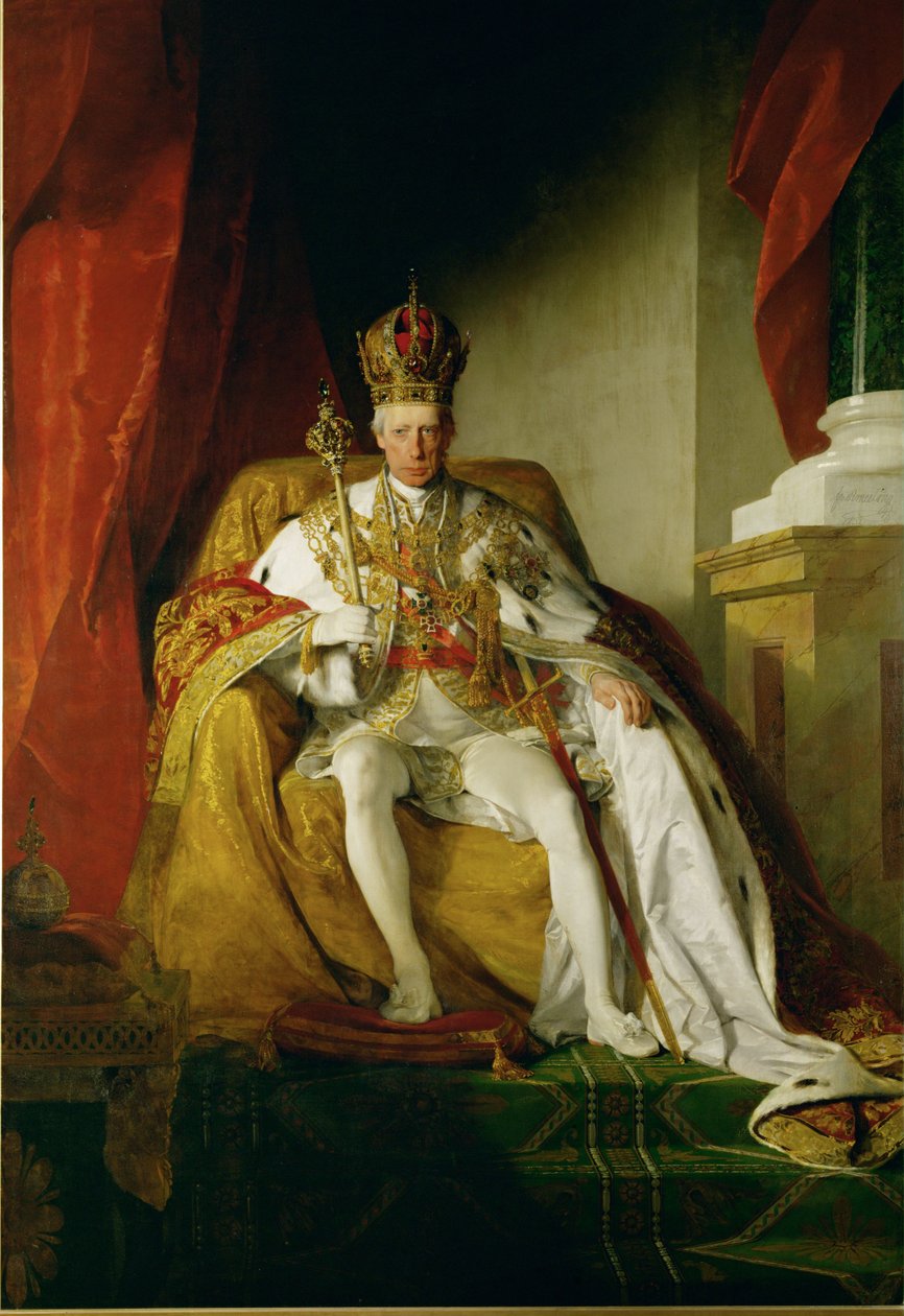 Keisari Franz I Itävallan keisarikunnan kruunajaispuvussa ... tekijältä Friedrich von Amerling