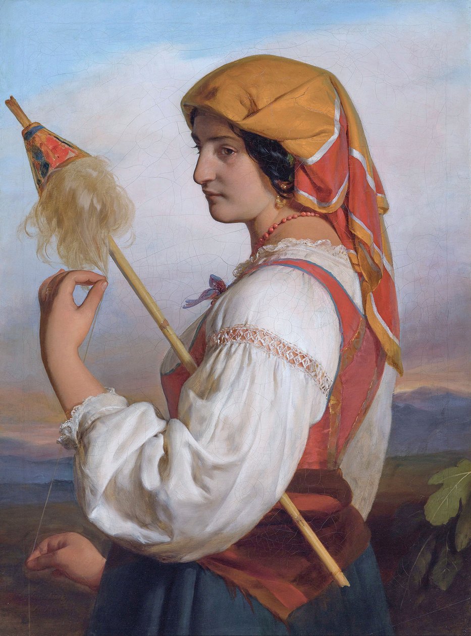 Saksa: Italialainen nainen (Chiaruccia) ja nuija (Chiaruccia). tekijältä Friedrich von Amerling