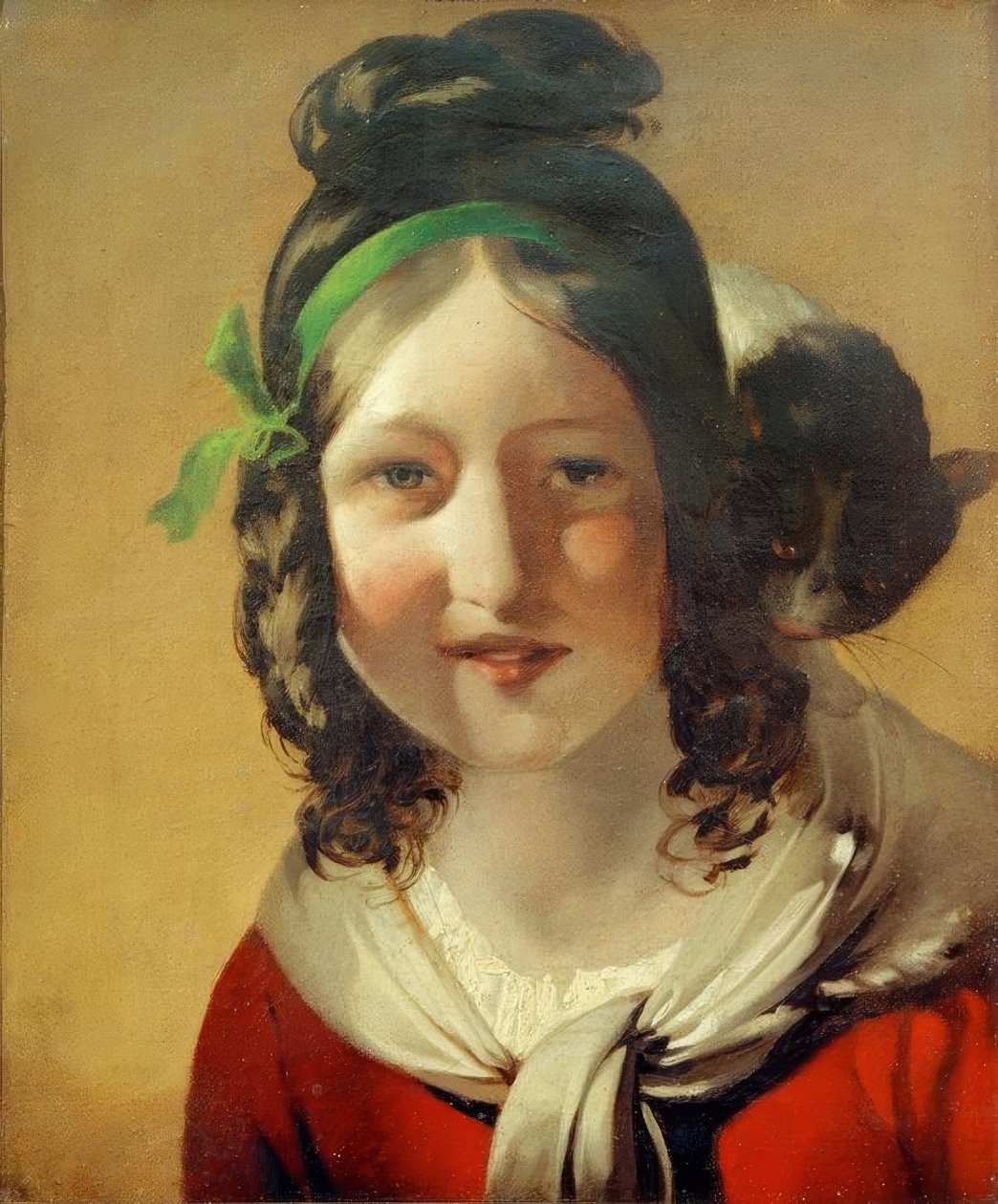 Lachendes Mädchen mit Katze tekijältä Friedrich von Amerling