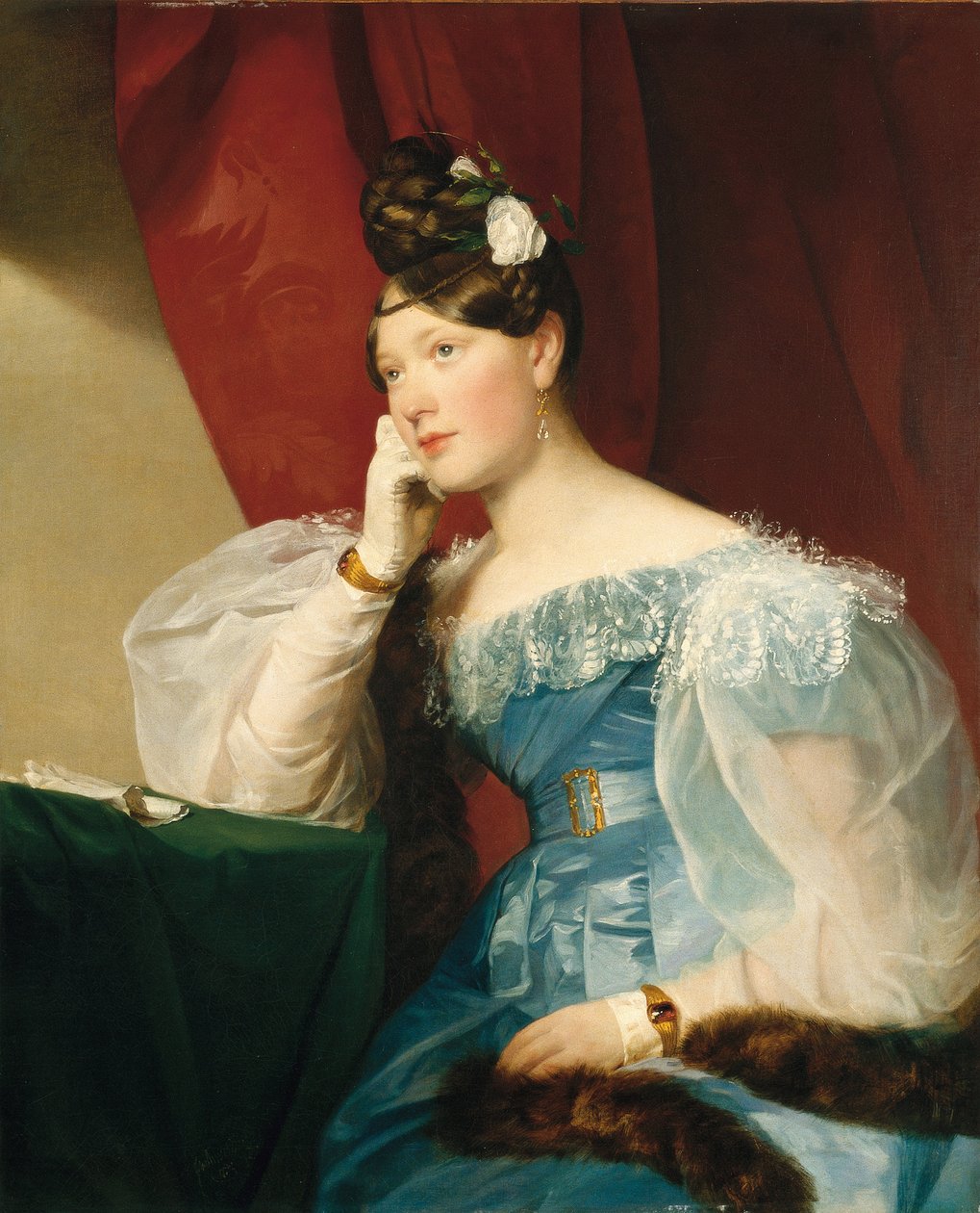 Julie von Woynan muotokuva, s. Freiin von Krieg-Hochfelden, myöhemmin Benedek (1811-1895), Amerling, Friedrich Ritter von (1803-1887). Öljy kankaalle tekijältä Friedrich von Amerling