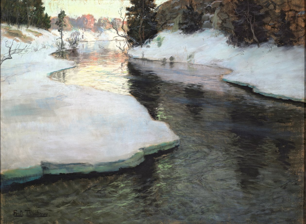 Vuoristovirta. Talvi tekijältä Frits Thaulow