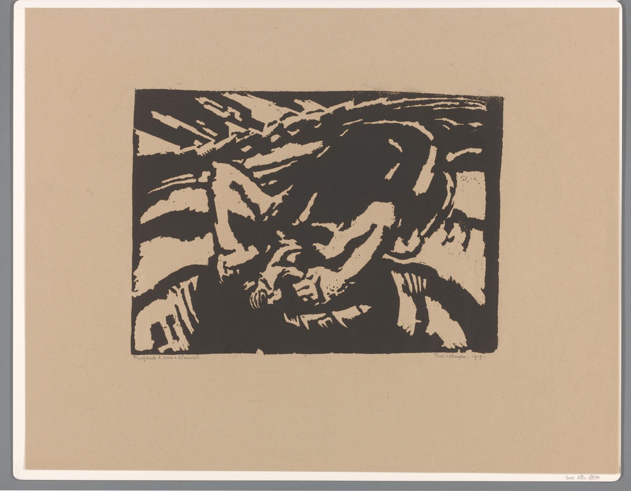 Polvistuva mies tekijältä Frits van den Berghe (signed by artist)