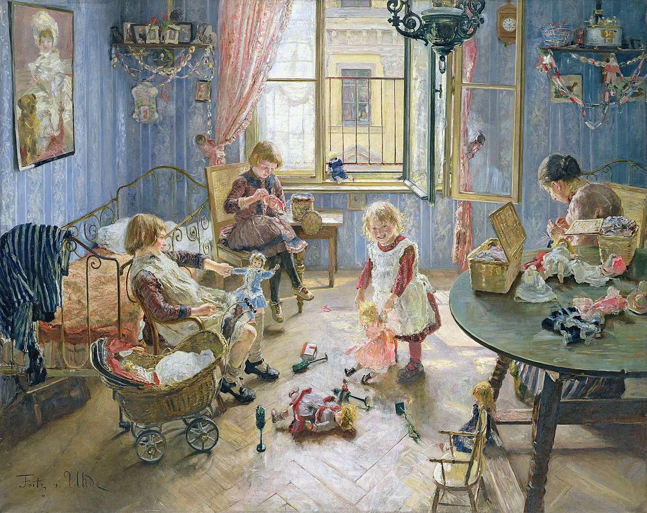 Lastentarha, 1889 tekijältä Fritz von Uhde