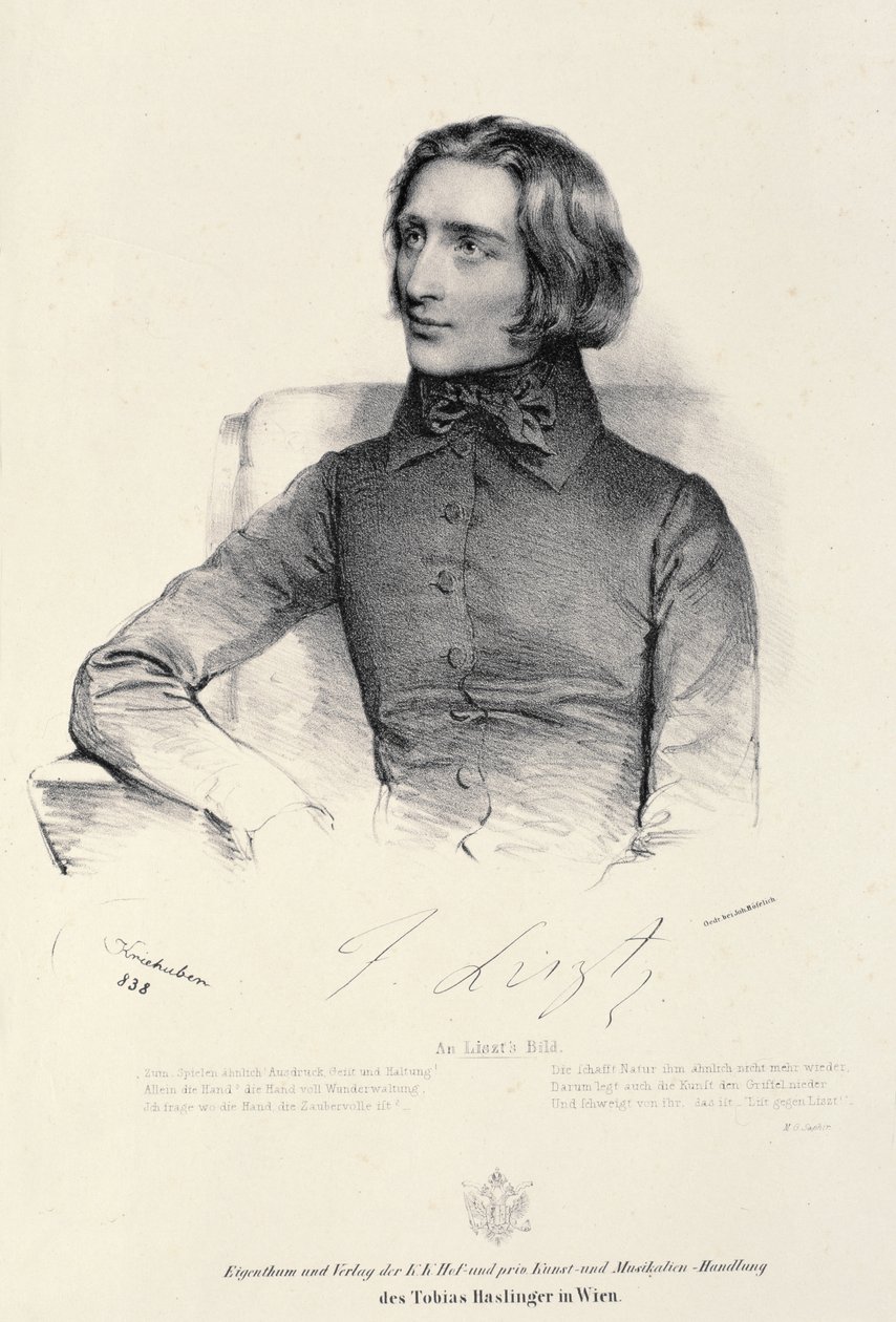 Franz Lisztin (1811-86) muotokuva tekijältä Fritz Kriehuber
