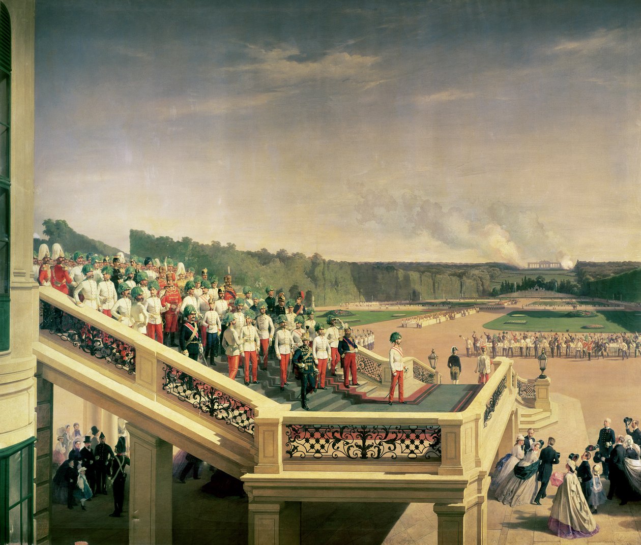 Hovin juhlaillallinen Schonbrunnin palatsin puutarhassa Teresian sotilasristin vuosipäivän johdosta vuonna 1865. tekijältä Fritz L