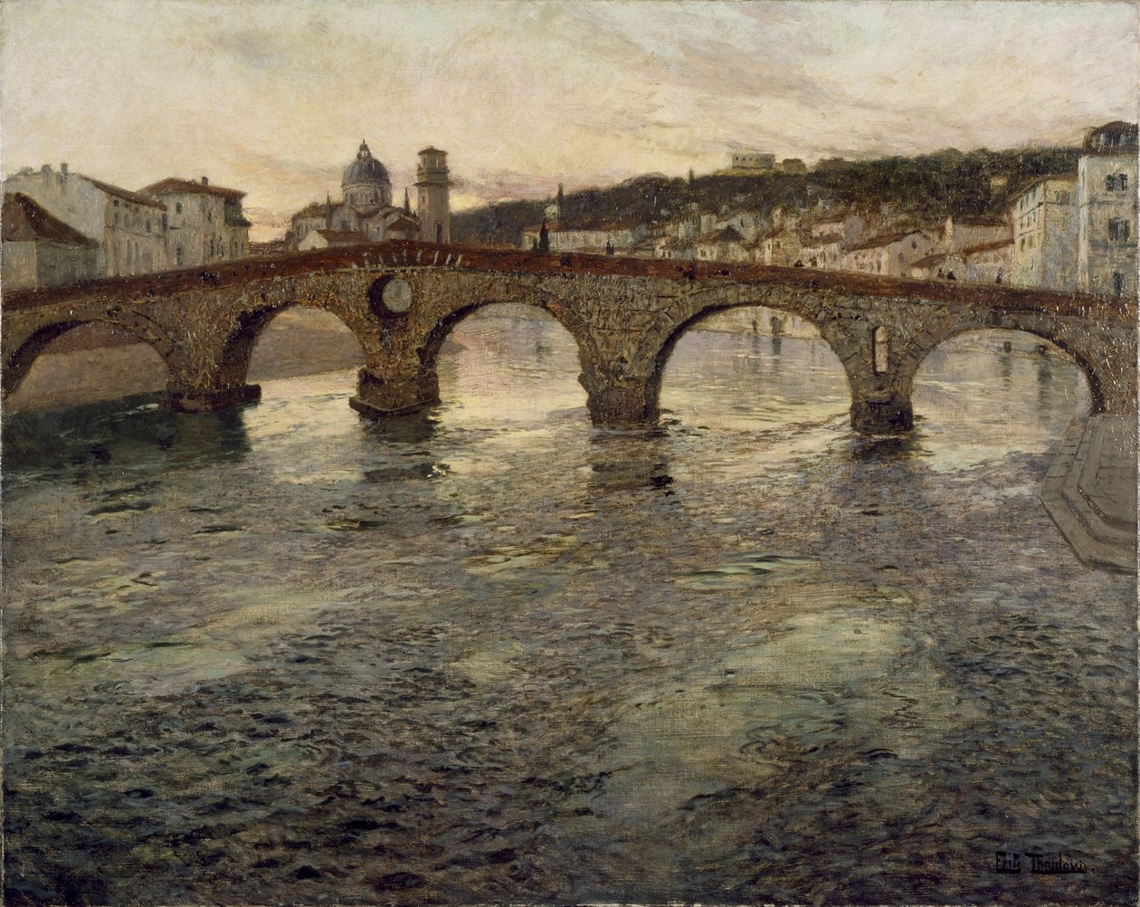 Adige-joki Veronassa, 1899 tekijältä Frits Thaulow