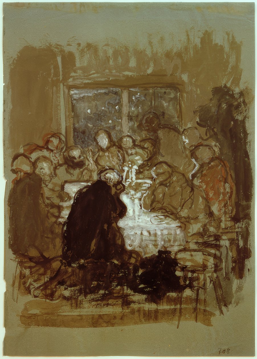 Skizze zu "Das Abendmahl" tekijältä Fritz von Uhde