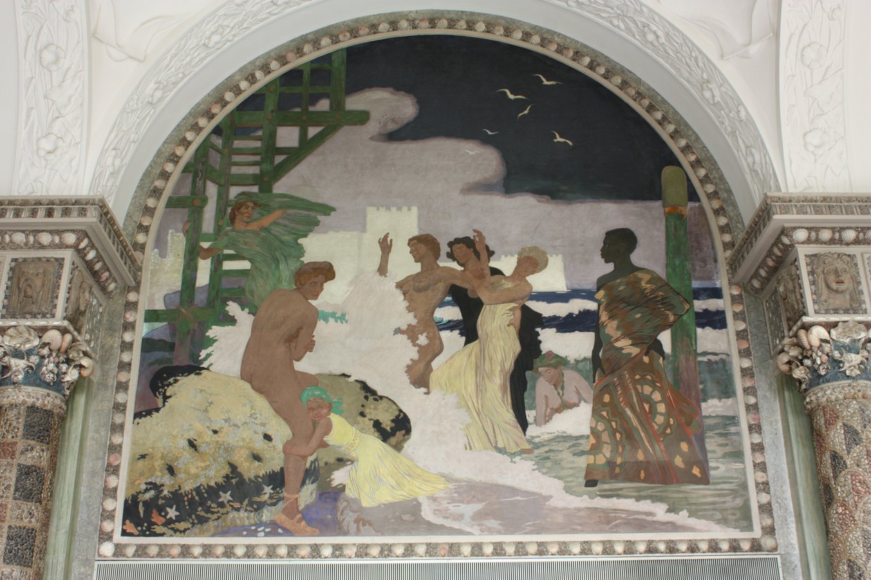 Wandgemälde im Muschelsaal des Kurhaus Wiesbaden tekijältä Fritz Erler