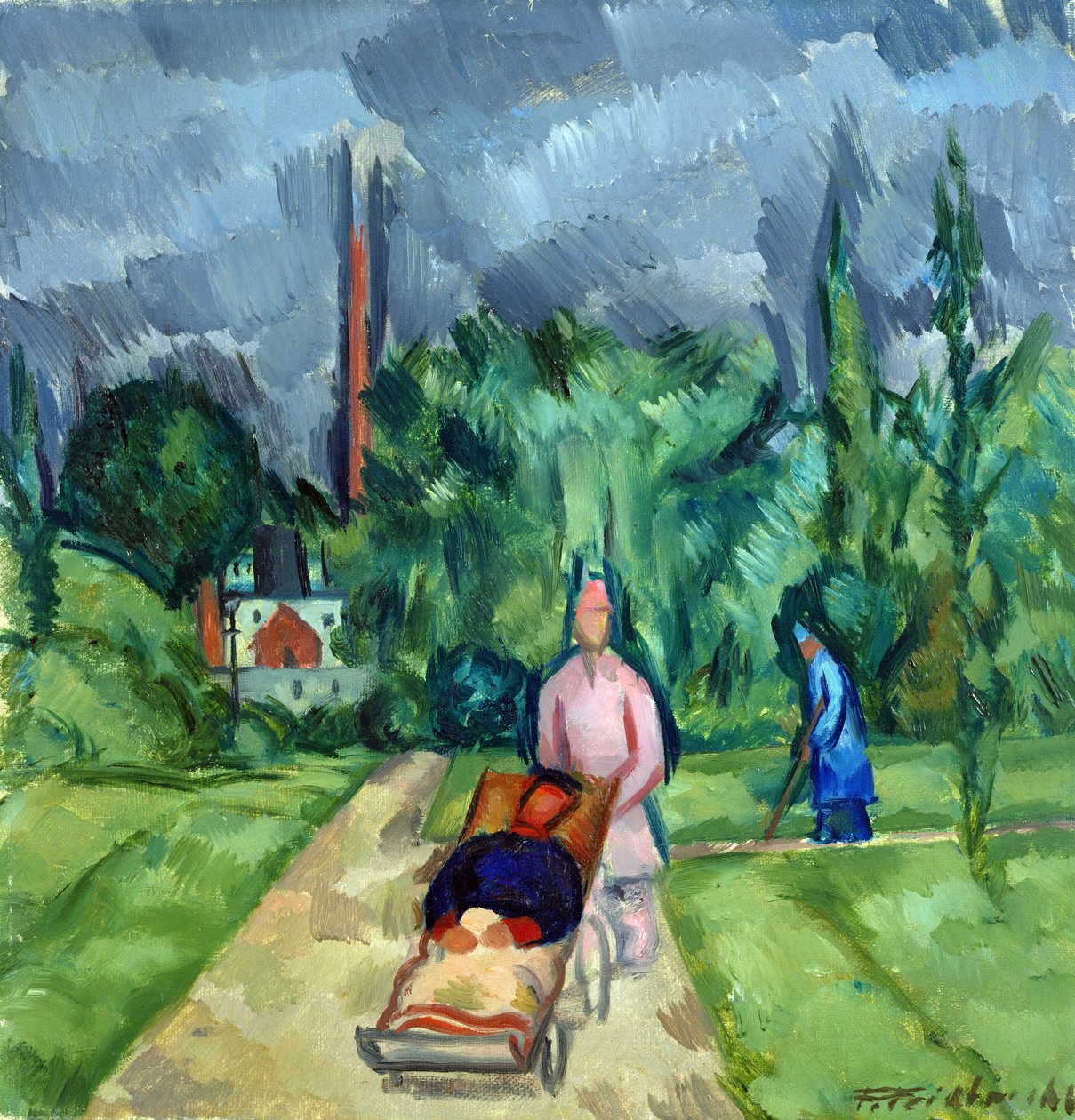 Sotasairaalan puutarhassa III, 1915 tekijältä Fritz Friedrichs