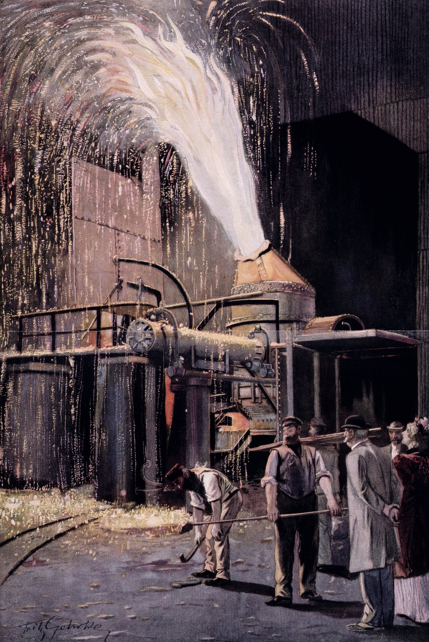 Sir Henry Bessemerin (1813-98) kehittämä Bessemer-prosessi teräksen massatuotantoon tekijältä Fritz Gehrke