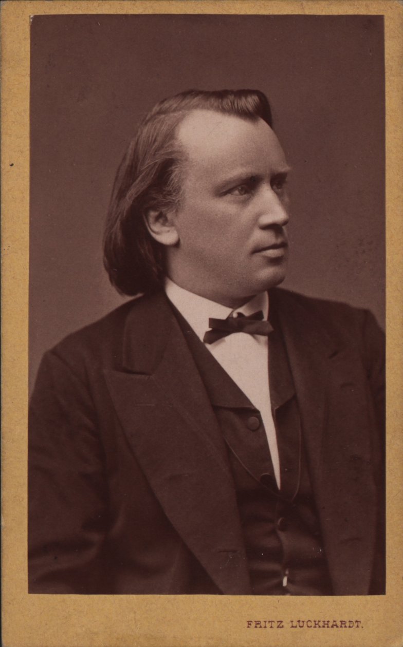 Säveltäjä Johannes Brahmsin muotokuva 1833-1897, n. 1875. tekijältä Fritz Luckhardt