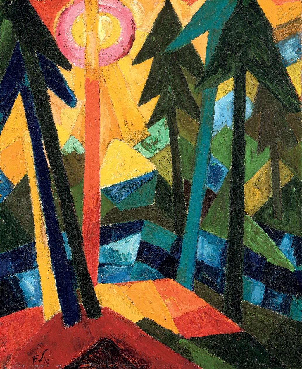 Metsä (auringon kanssa); Wald (mit Sonne) tekijältä Fritz Schaefler