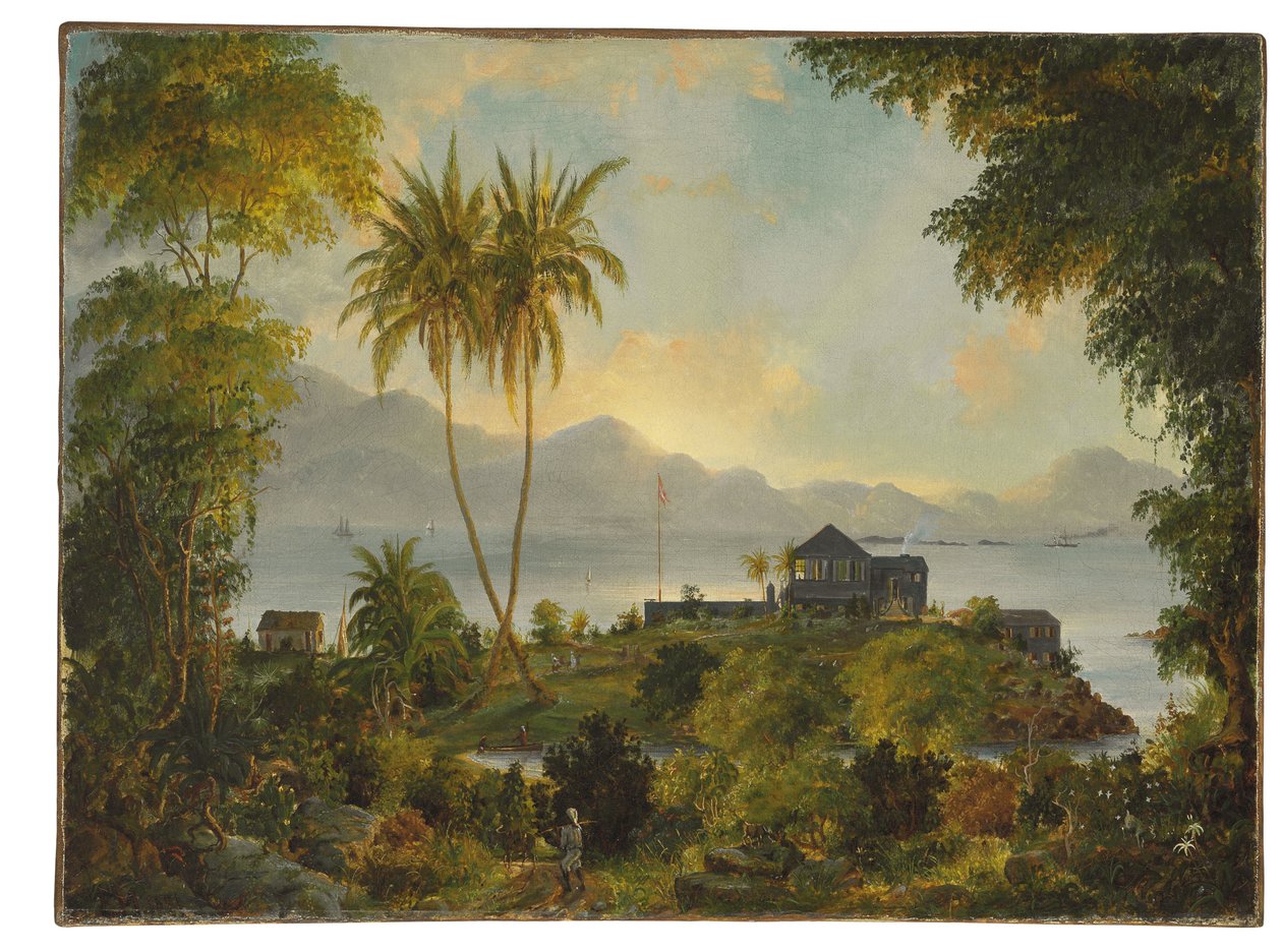 Cruz Bay; Cinnamon Bay, Tanskan Länsi-Intiat (Yhdysvaltain Neitsytsaaret) tekijältä Fritz Siegfried Georg Melbye