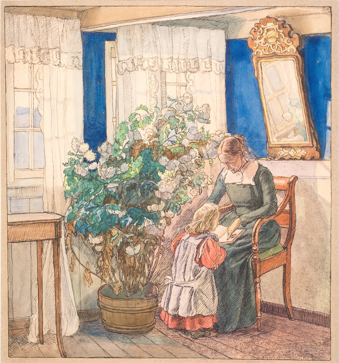 Äiti ja lapsi katselevat kuvia (Anna ja Hans Syberg) tekijältä Fritz Syberg