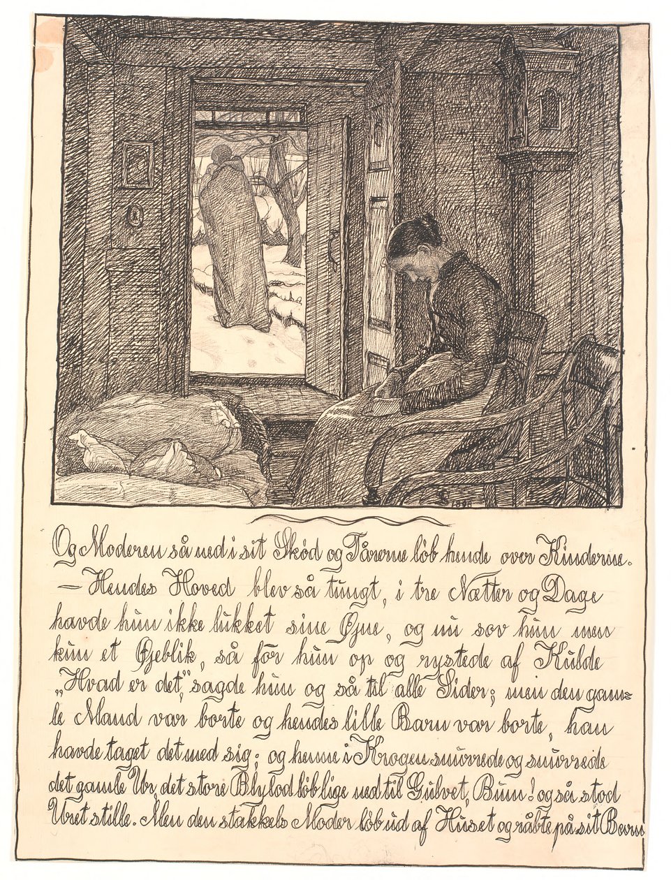 Ja äiti katsoi alas syliinsä, ja kyyneleet valuivat hänen poskiaan pitkin... tekijältä Fritz Syberg