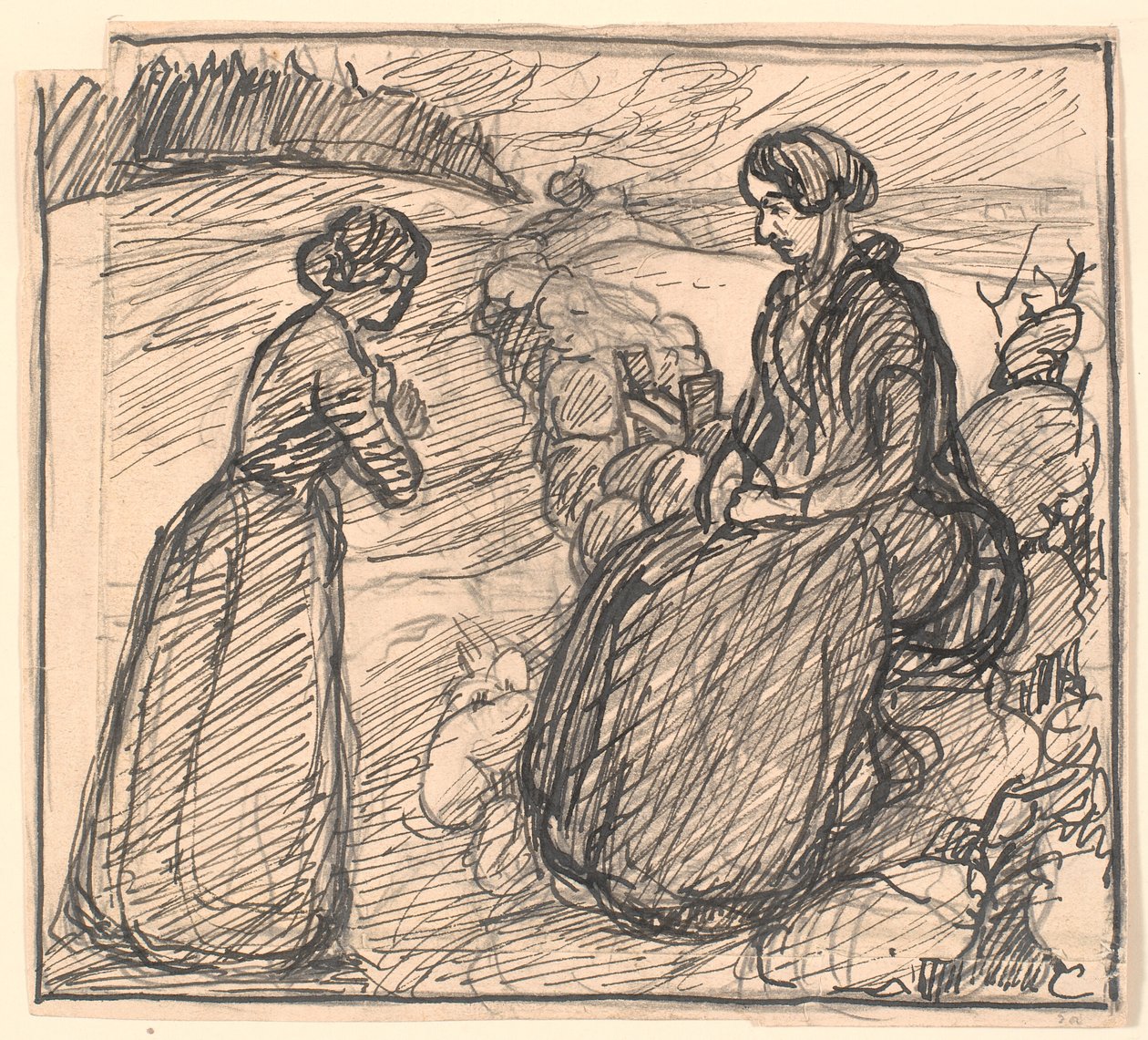 Luonnos H.C. Andersen "Äidin tarina" tekijältä Fritz Syberg