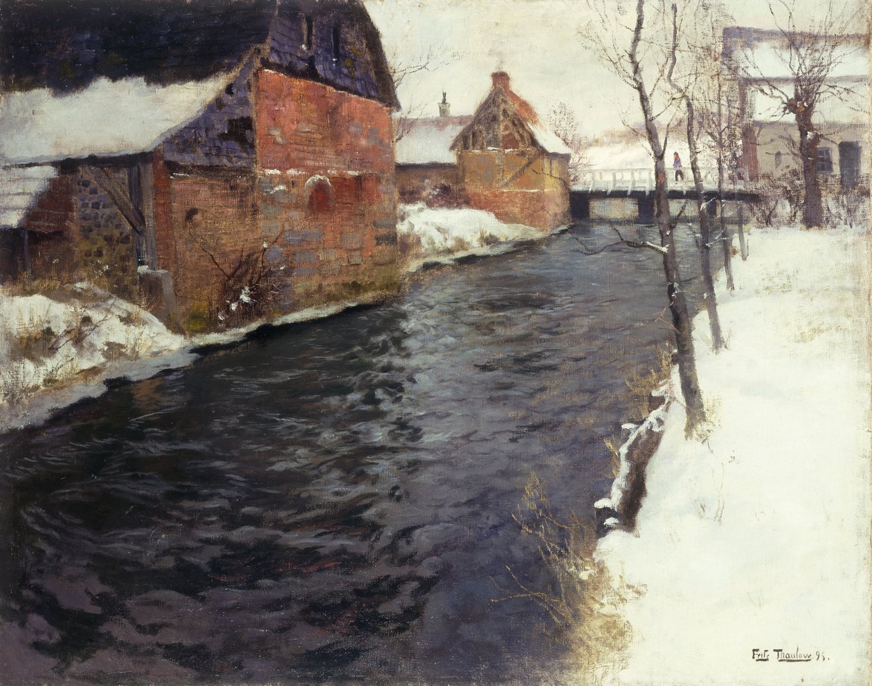 Talvi jokimaisema, 1895 tekijältä Frits Thaulow