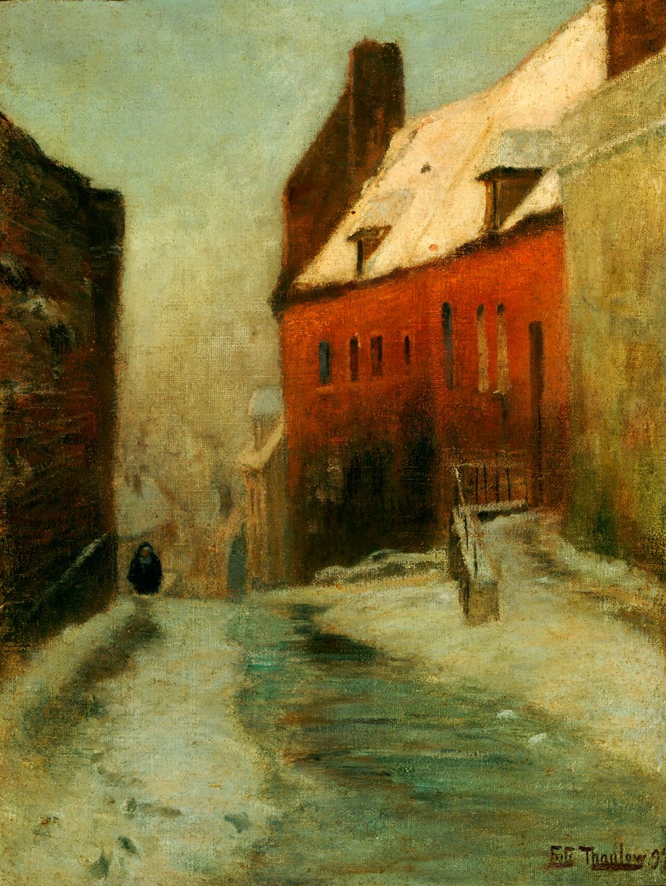 Winter Street Scene, Montreuil, 1894 tekijältä Frits Thaulow