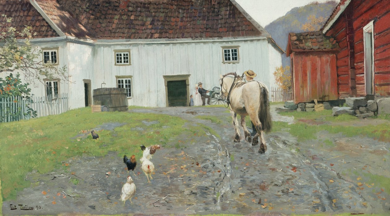 Maatilan pihalla tekijältä Fritz Thaulow