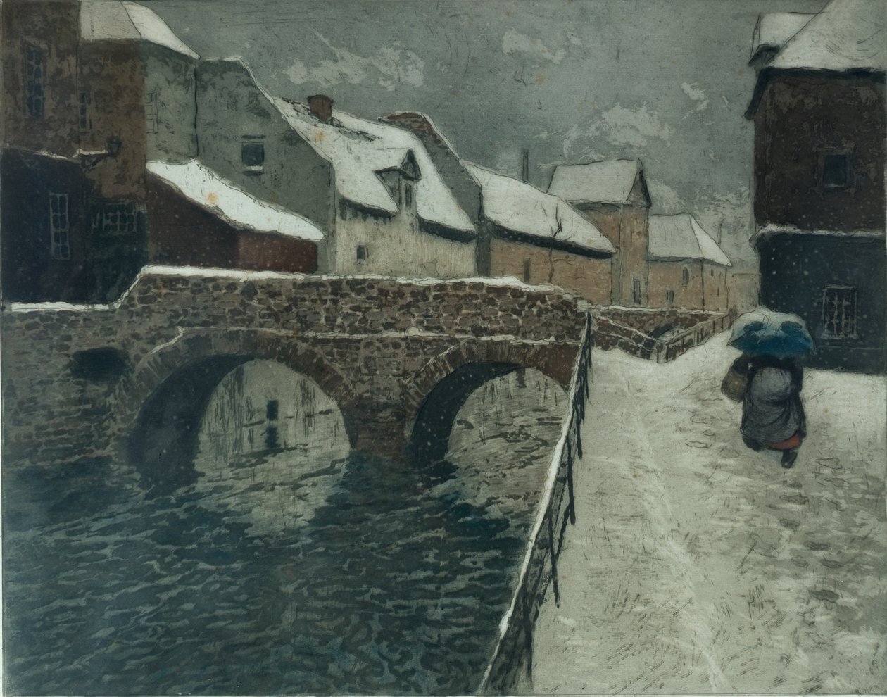 Silta Amiensissa (värietsaus) tekijältä Fritz Thaulow