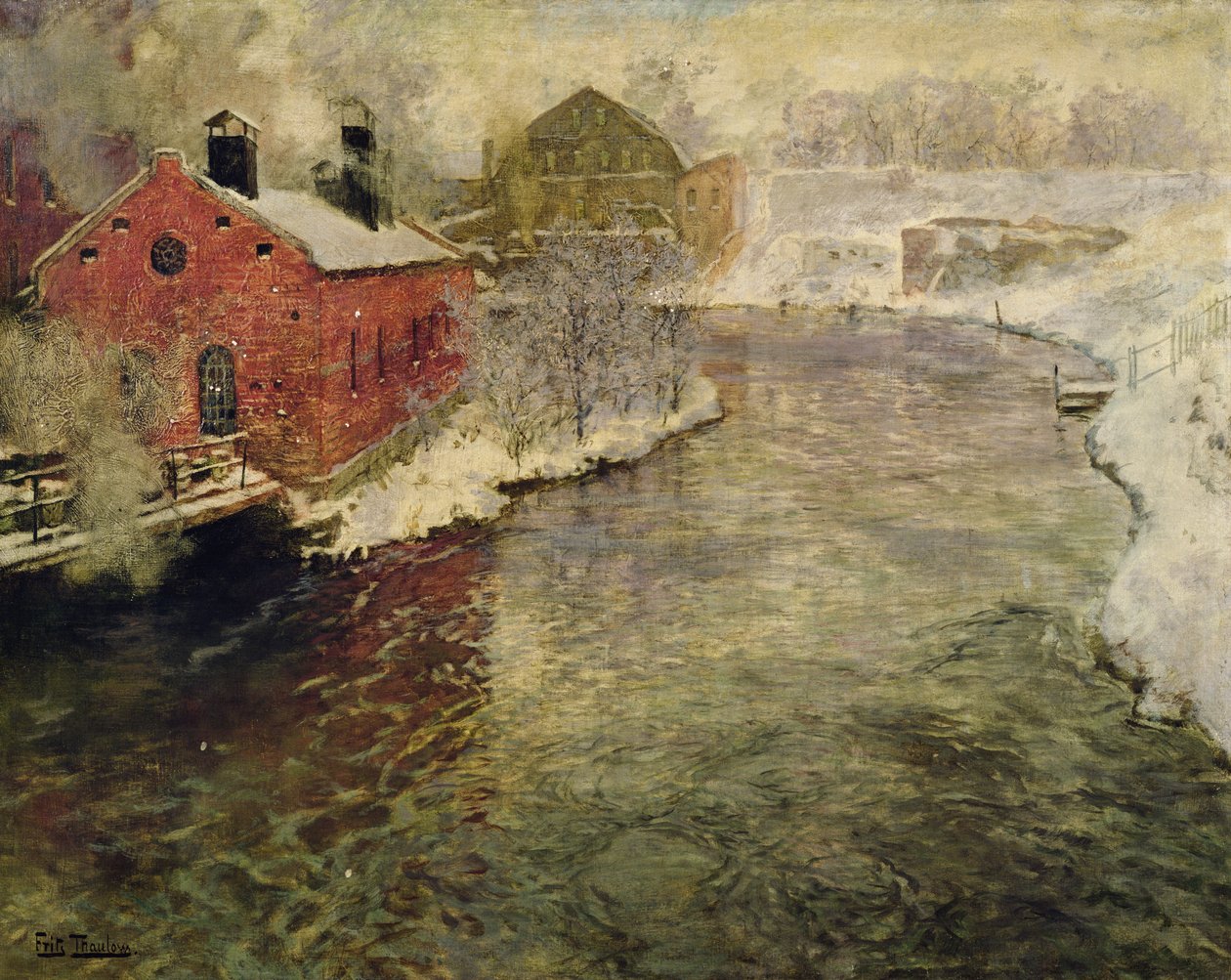 Tehtaat Akers-joen varrella (Kristiania/ Oslo) tekijältä Fritz Thaulow