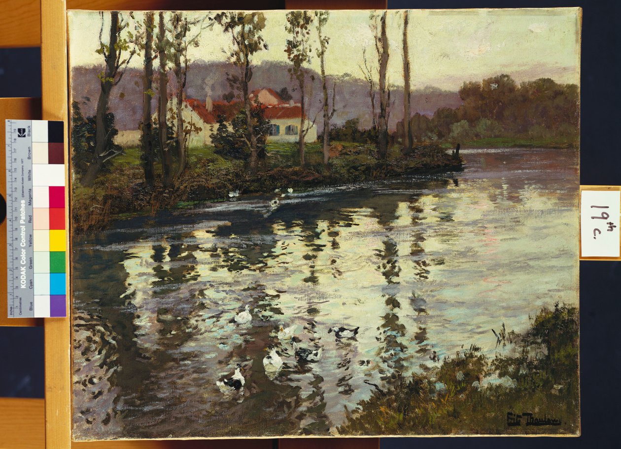 Jokimaisema ankkojen kanssa tekijältä Frits Thaulow