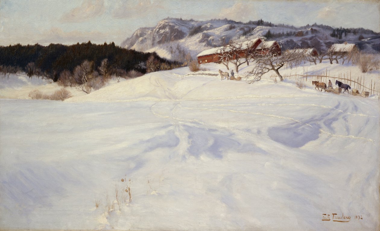 Lumikohtaus rekillä, Fleskum tekijältä Fritz Thaulow