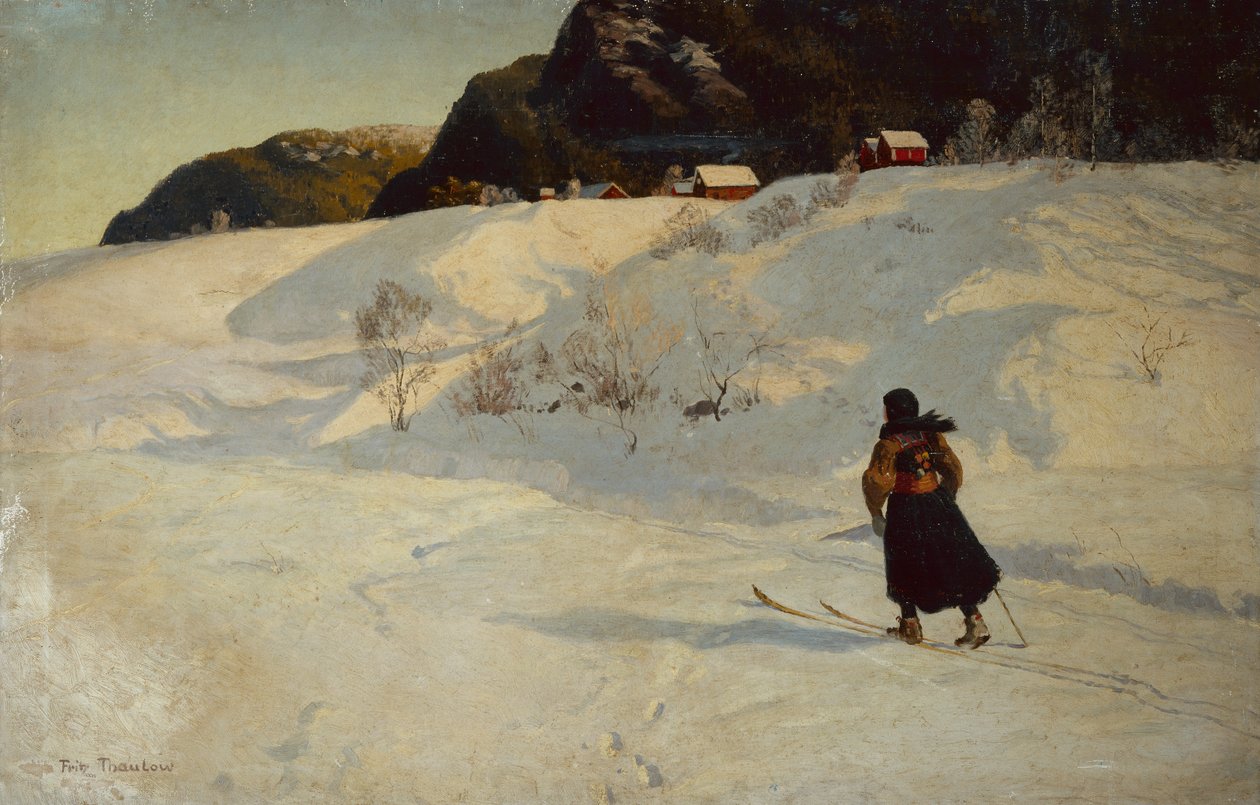 Talvikohtaus hiihtäjän kanssa tekijältä Fritz Thaulow