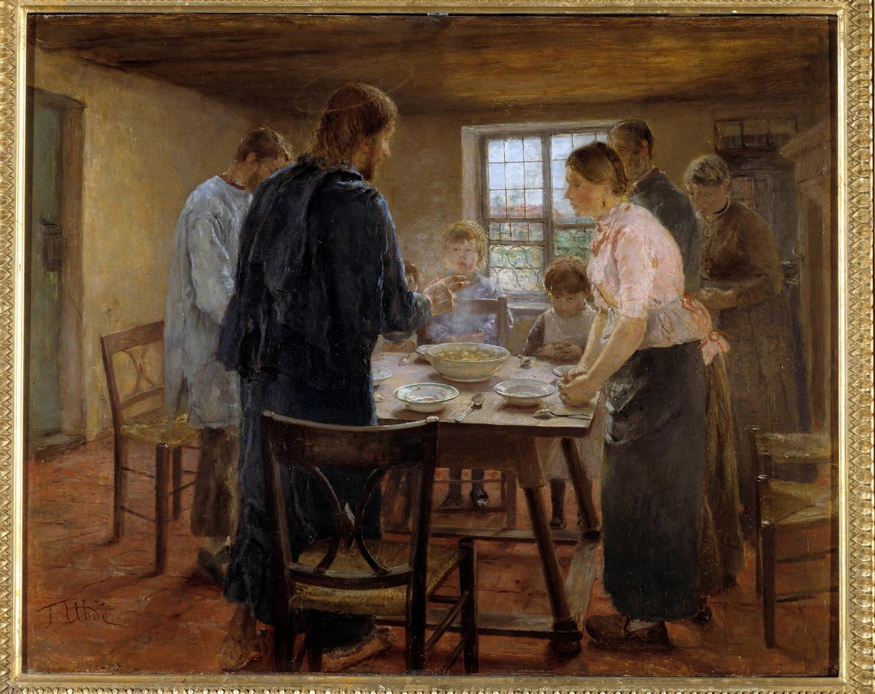 Fritz von Uhden (1848-1911) Kristus talonpoikien maalaus 1887-1888 su. 0,5x0,6 m Pariisi, Musee d