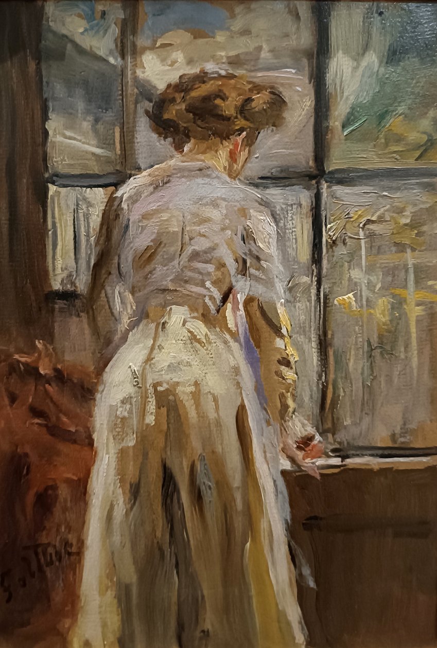 Nainen ikkunan ääressä n. 1890 Fritz-von-Uhde SerbianNatMus 20241103 301dpi 2cr tekijältä Fritz von Uhde