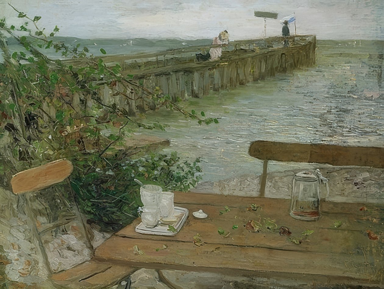 Laskeutumislaituri Starnberg-järvellä. Noin 1896 tekijältä Fritz von Uhde