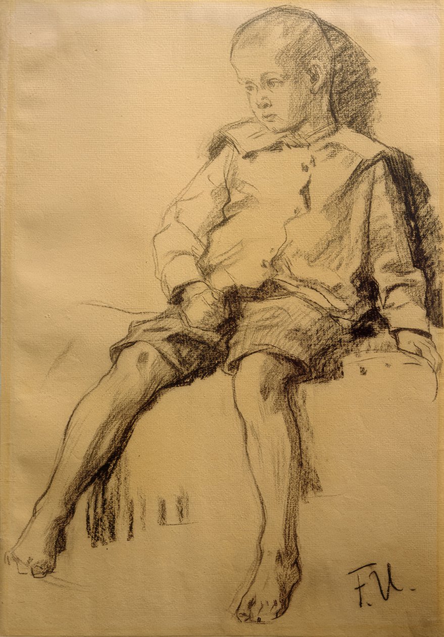 Sitzender Junge mit nackten Beinen tekijältä Fritz von Uhde