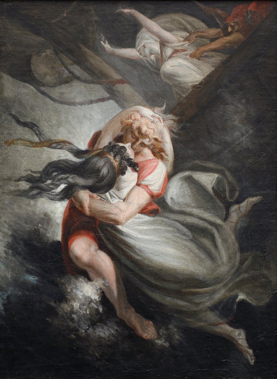 Amanda Rezia heittäytyy Huonin kanssa mereen, Fatimea pidätetään voimalla, 1804-1805. tekijältä Füssli