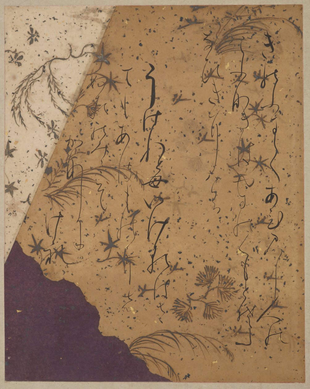 Sivu f Rom Te Ishiyama-Gire by Snow -aluksen lävistys tekijältä Fujiwara no Sadanobu attr. to Fujiwara no Sadanobu attr. to