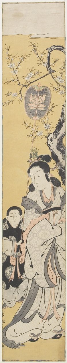 Xiwangmu (lännen kuningatar Mather) ja Attendant, n. 1764 (värillinen puupainatus) tekijältä Fusanobu Tomikawa
