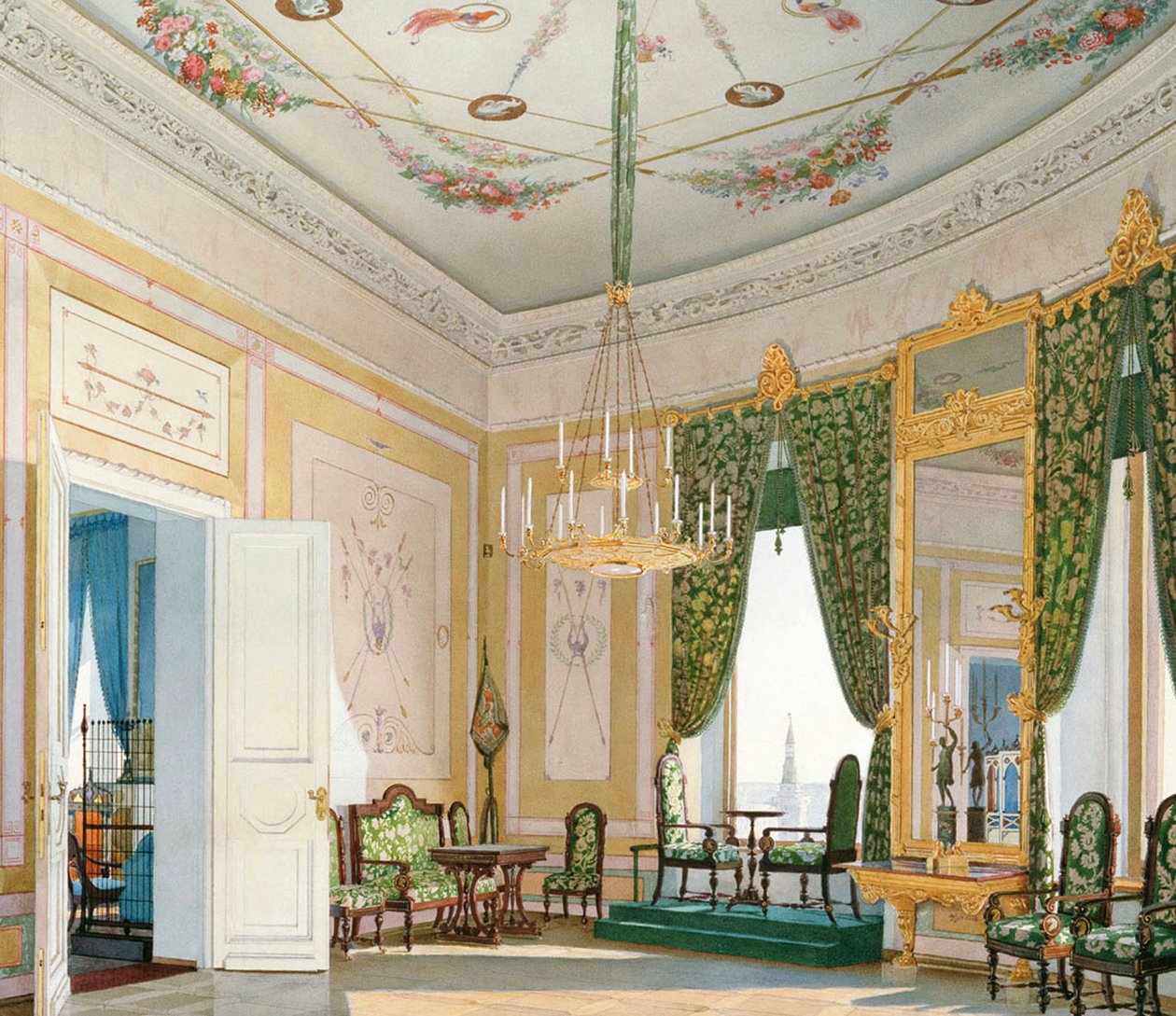 Moskovan Kremlin Nikolauksen palatsin kulmaolohuone, 1847. tekijältä Fyodor Andreyevich Klages