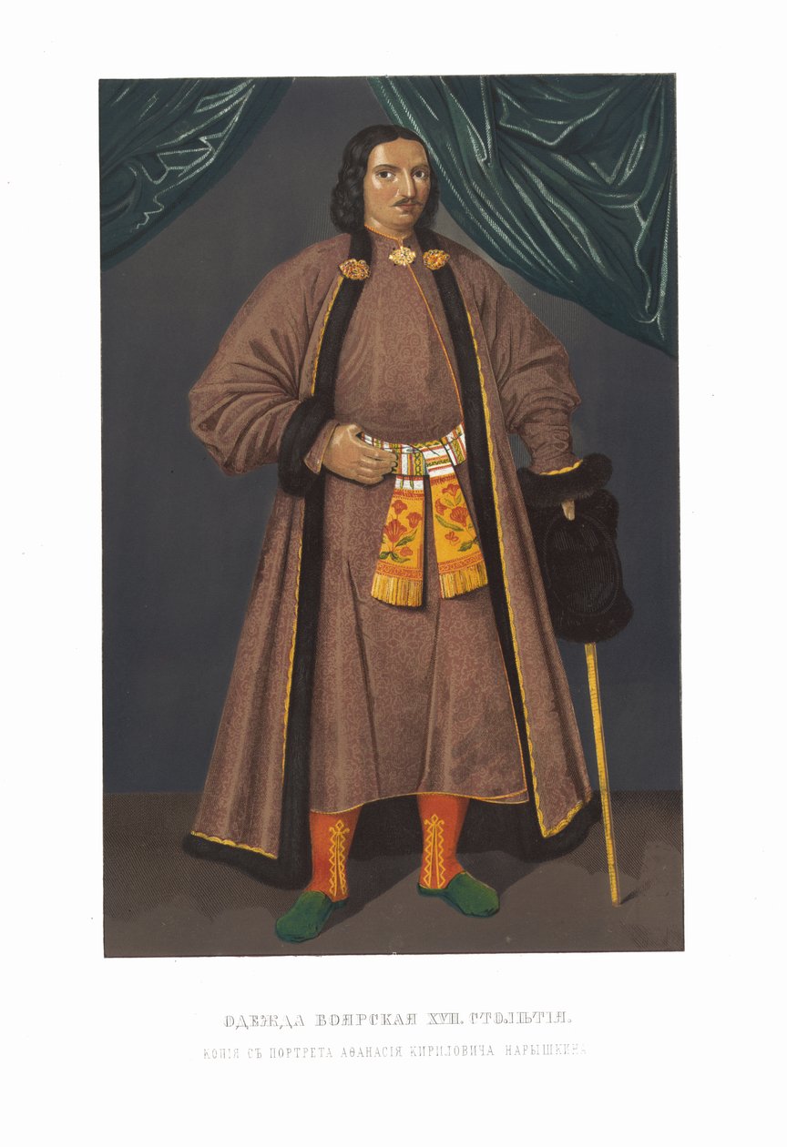 Boyar-vaatteet XVII vuosisadalla. Afanasi Kirillovich Naryshkin. Muinaismuistoista..., tekijältä Fyodor Grigoryevich Solntsev