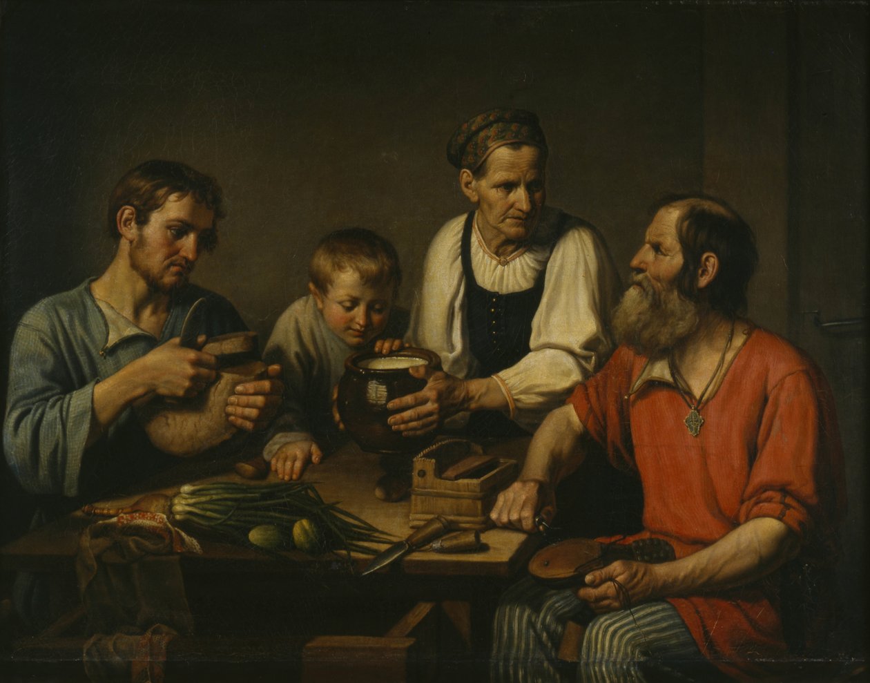 Talonpoikaperhe ennen illallista, 1824 tekijältä Fyodor Grigoryevich Solntsev