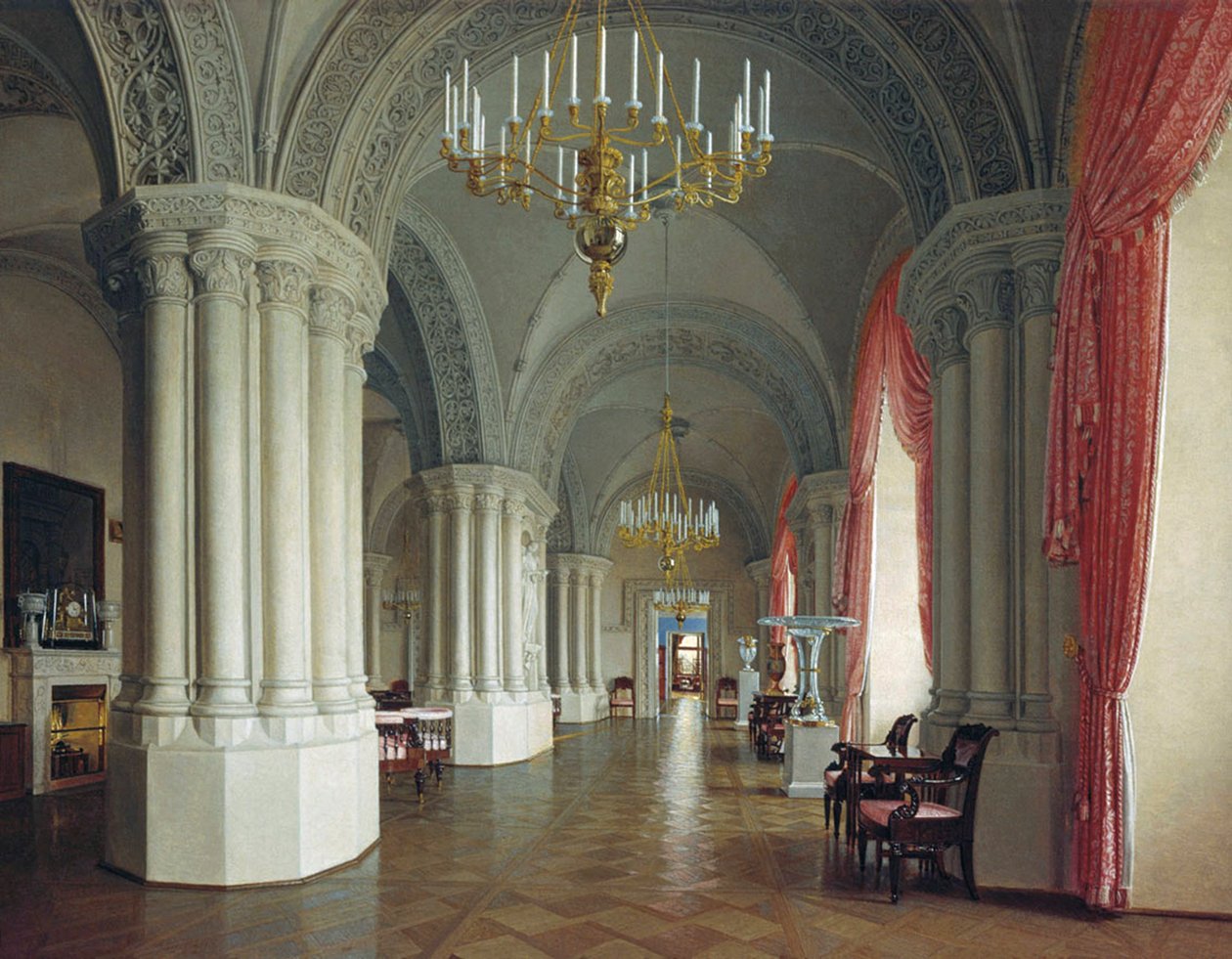 Goottilainen sali Talvipalatsissa Pietarissa, 1840-luku. tekijältä Fyodor Osipovich Yushkov