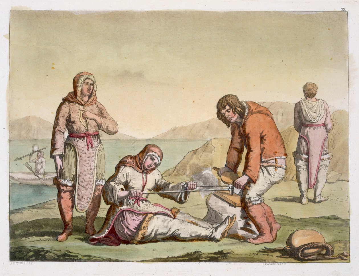 Eskimot, 1817 (värikaiverrus) tekijältä G. Bramati