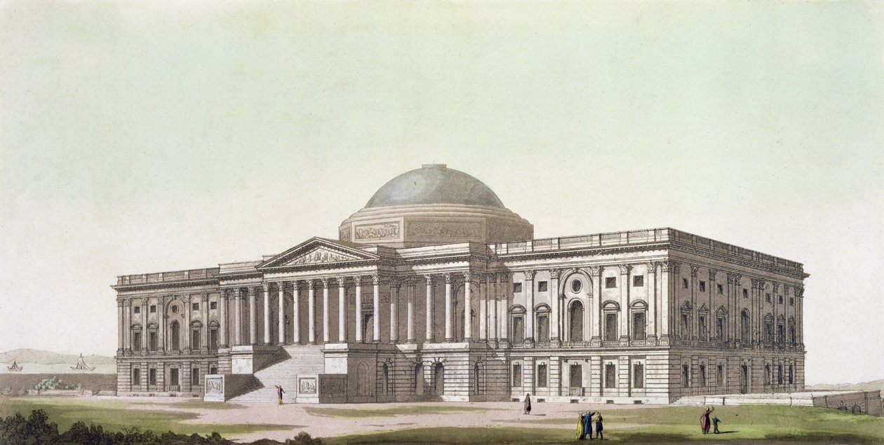 Washington, The Capitol, Jules Ferrarion teoksesta "Le Costume Ancien et Moderne", n. 1820 tekijältä G. Castellini