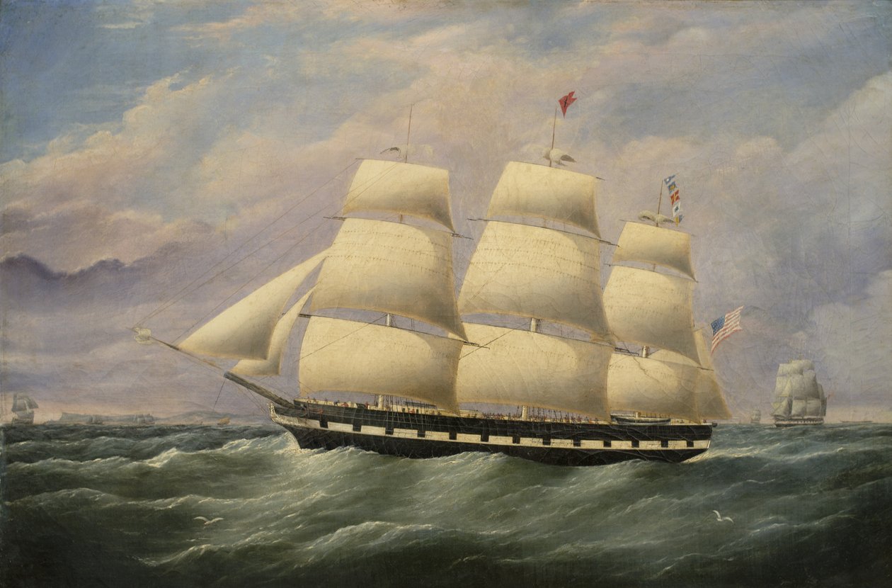 Clipper Ship American Eagle, 1856 öljy kankaalle tekijältä G. Dell