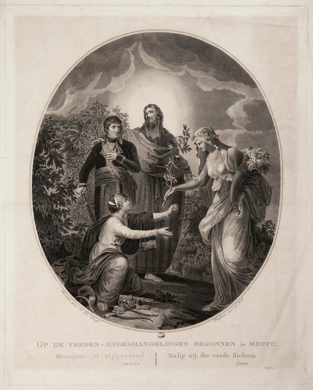 Allegoria, Bonaparte tuo rauhan Alankomaihin vuonna 1800. tekijältä G. Kok