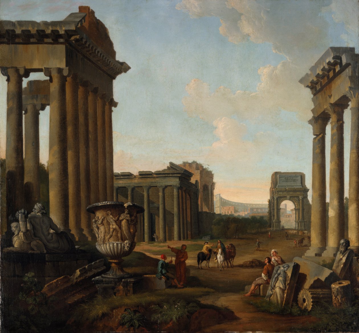 Figuurit Raunioiden Capricciossa tekijältä Giovanni Paolo Pannini
