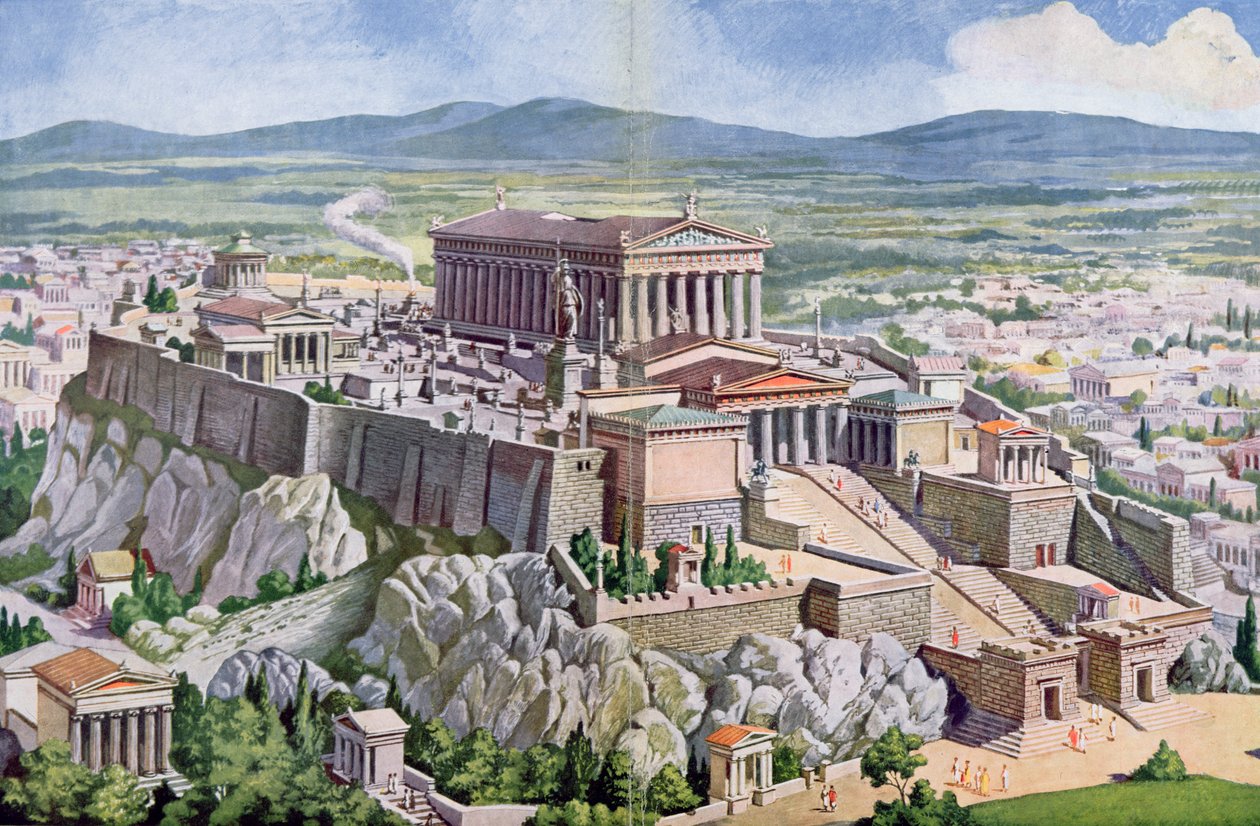 Akropolis Ateenassa antiikin Kreikassa, 1914 tekijältä G. Rehlender