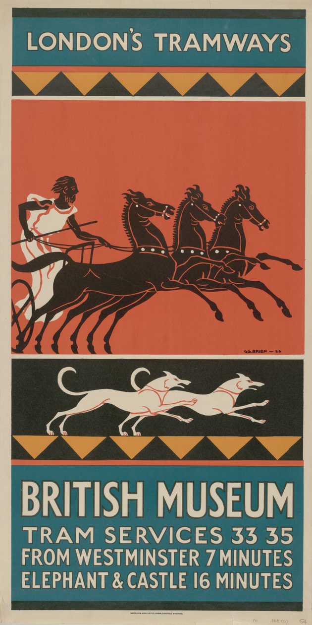 British Museum, Tram Services 33, 35, 1927 tekijältä G. Stanislaus Brien