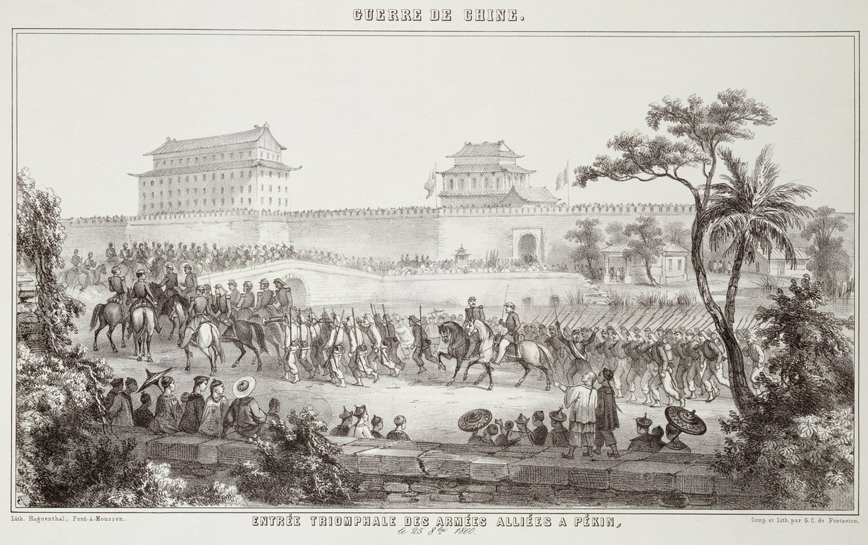 Liittoutuneiden armeijoiden voitollinen saapuminen Pekingiin, 25. lokakuuta 1860, Kiinan sodasta, 1862 tekijältä G.C. de Fortavion