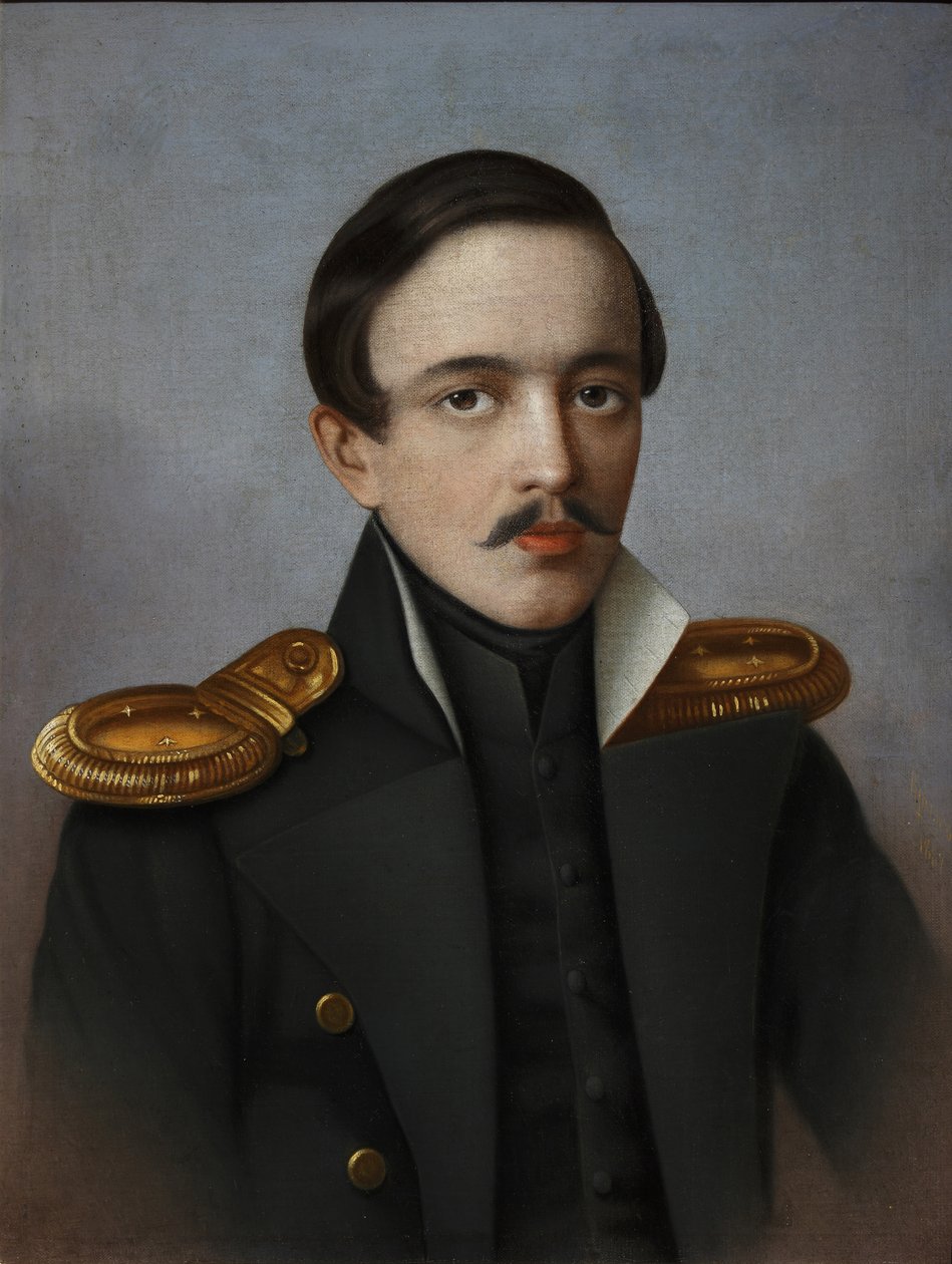 Runoilija Mihail Lermontovin muotokuva 1814-1841, 1887 tekijältä G.F. Krylov