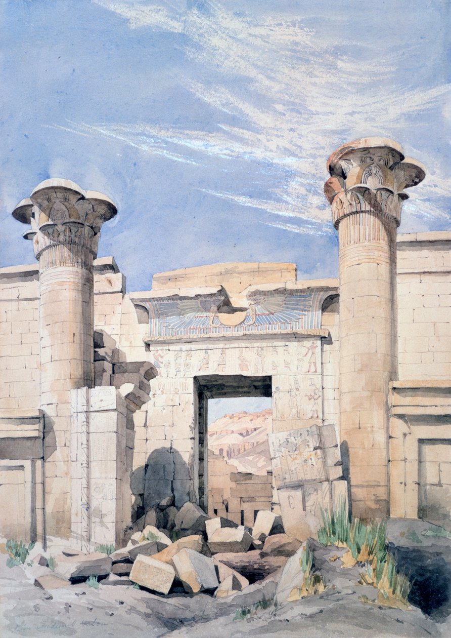 "Sisäänkäynti Ramses III:n temppeliin", Egypti, 1800-luku tekijältä GF Weston
