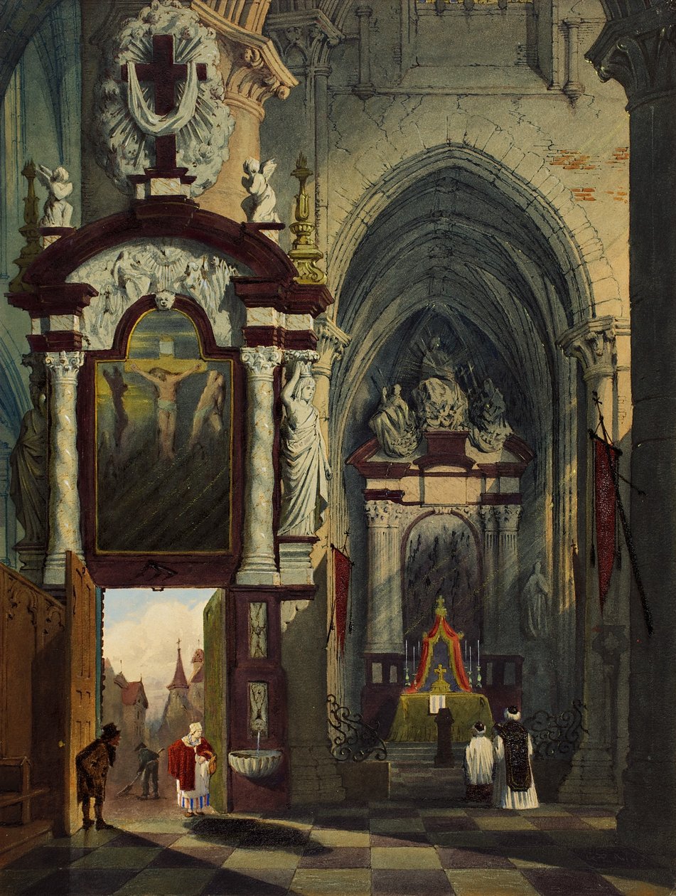 Antwerpenin katedraali, 1878 (wc paperilla) tekijältä G.P. Andre